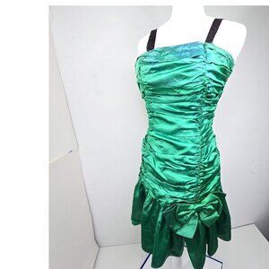 Gunne Sax Jessica McClintock 70s Vintage Emerald Green Ruffled Mini Gown Retro